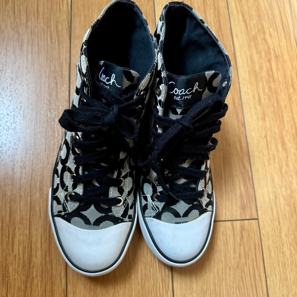 Coach Women's Black and Grey Patterned Sneakers